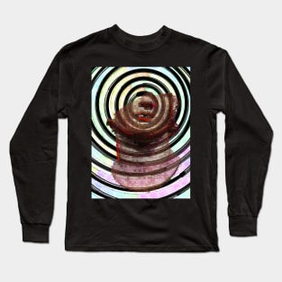 Spiral Glitch Art with Face Long Sleeve T-Shirt